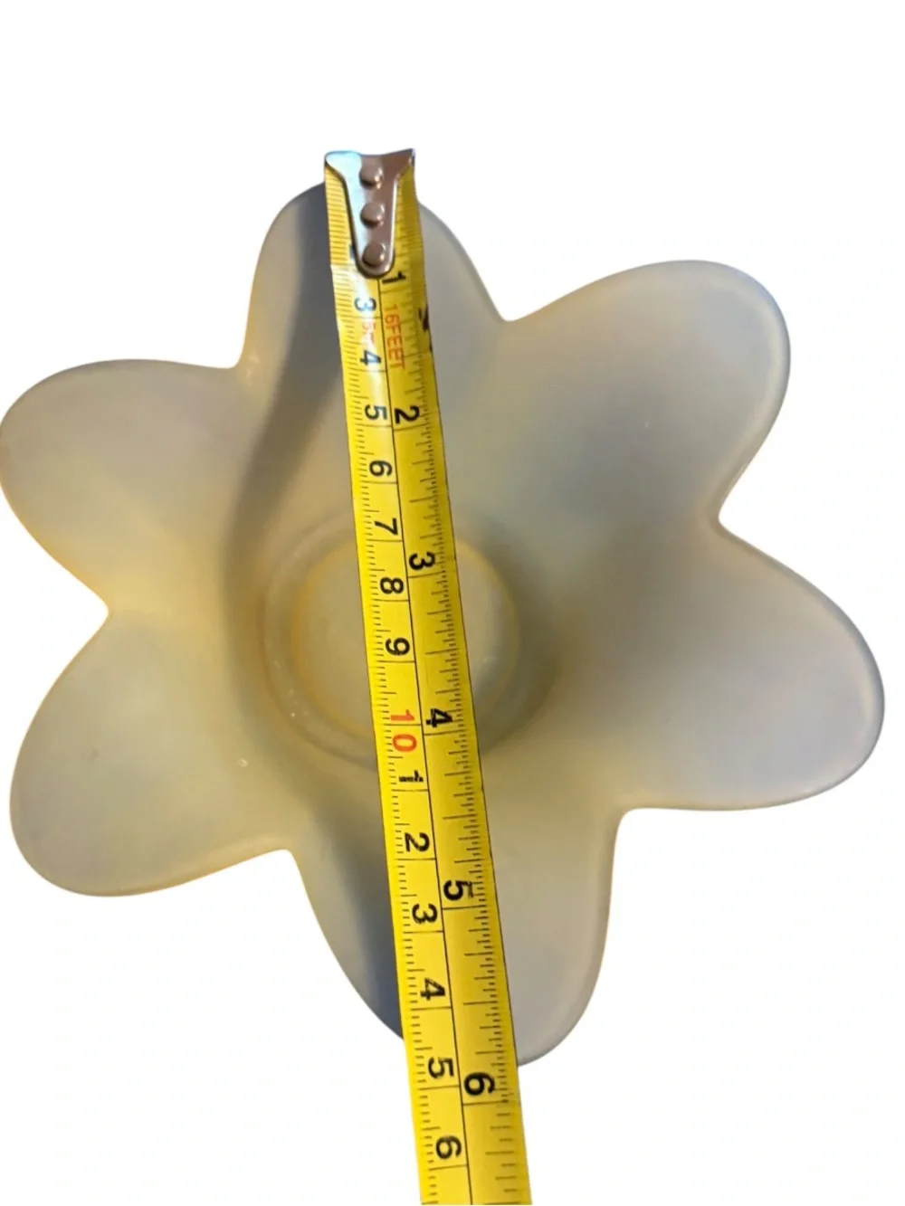 Vintage Yellow Frosted Satin Glass Flower Bowl - 6
